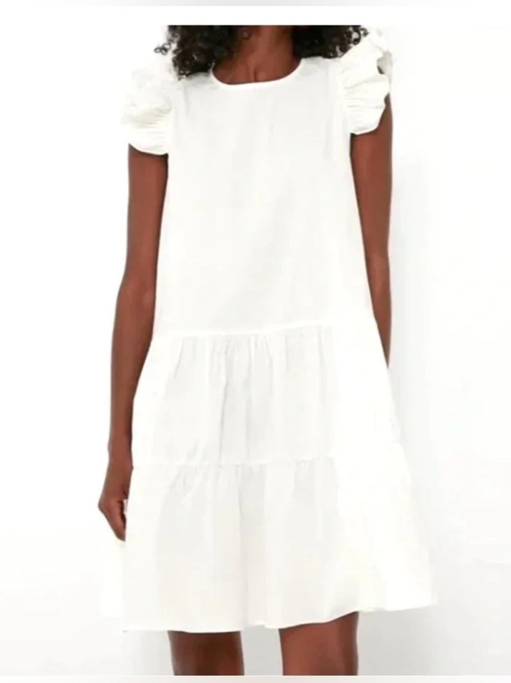 Tuckernuck. Pomander Place White Corrine Flutter Sleeve Mini Dress. Size Medium.